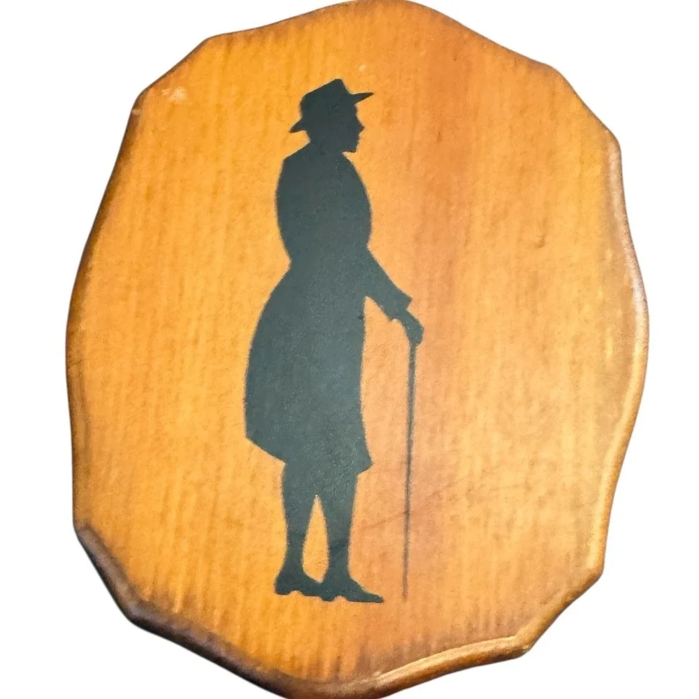 Colonial Silhouette Wood Wall Plaques Set of 4 Black Gold Americana Vintage